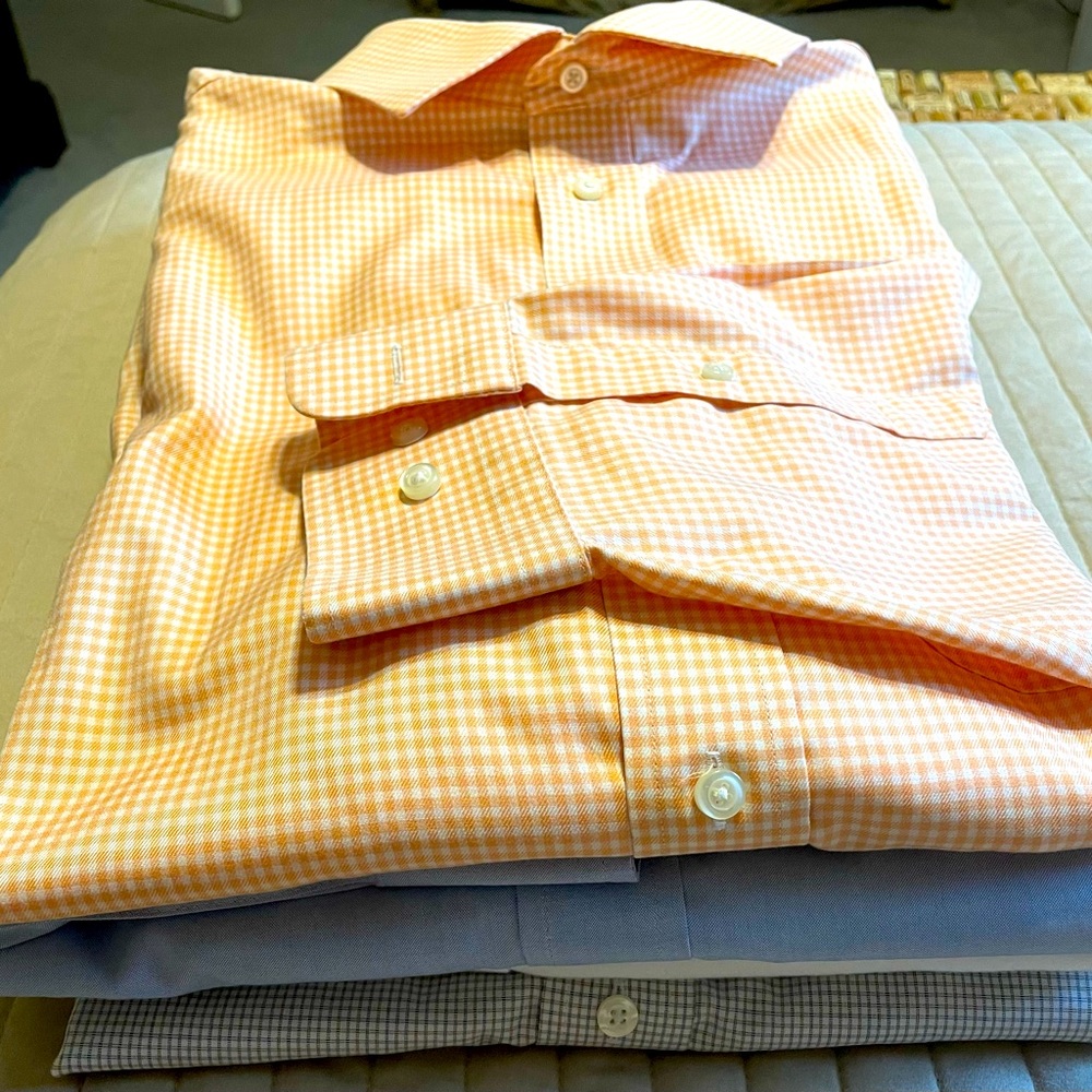 Lot of Joseph A Banks Oxford work shirts. 4 shirts total.